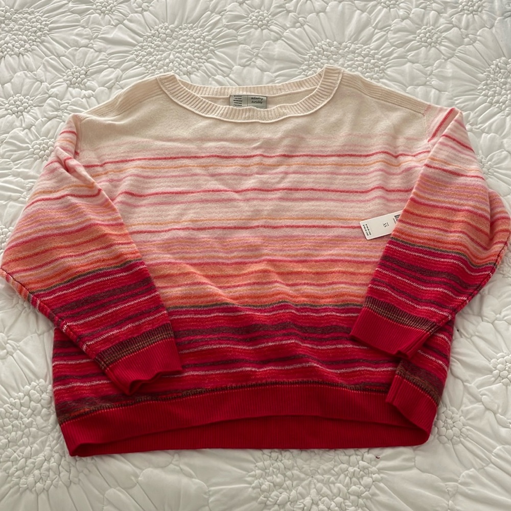 Pink striped cashmere sweater. Anthropologie. NWT. Size XS